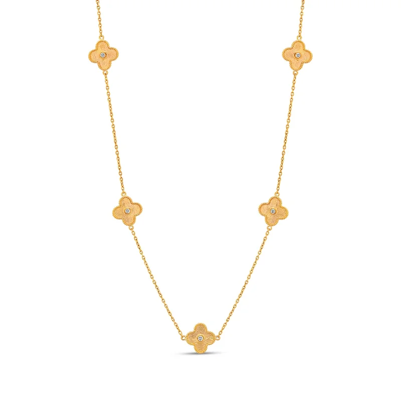 gold layered choker necklace -Clover Station Necklace