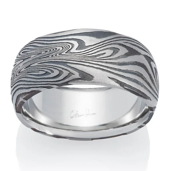 adjustable ring for women -Damascus Stainless Steel Ring