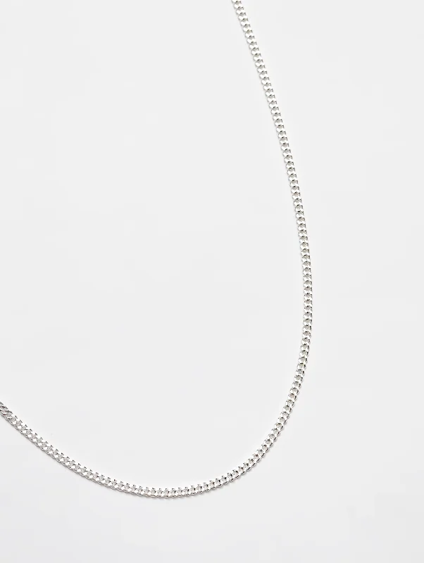 luxury diamond necklace for special occasions -Curb Chain in Sterling Silver