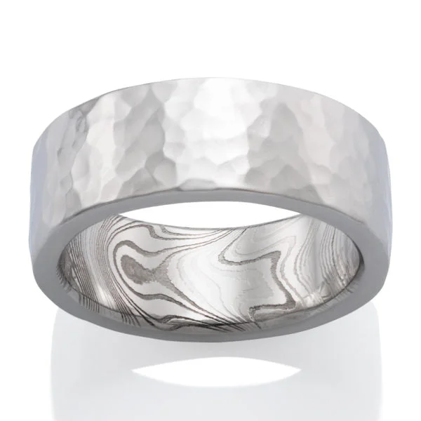 engraved name ring for gifts -Damascus Stainless Steel Ring