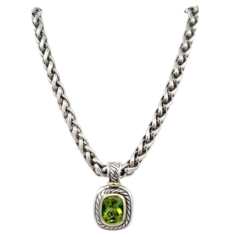 pearl necklace for brides -David Yurman Peridot Cable Necklace in Sterling Silver