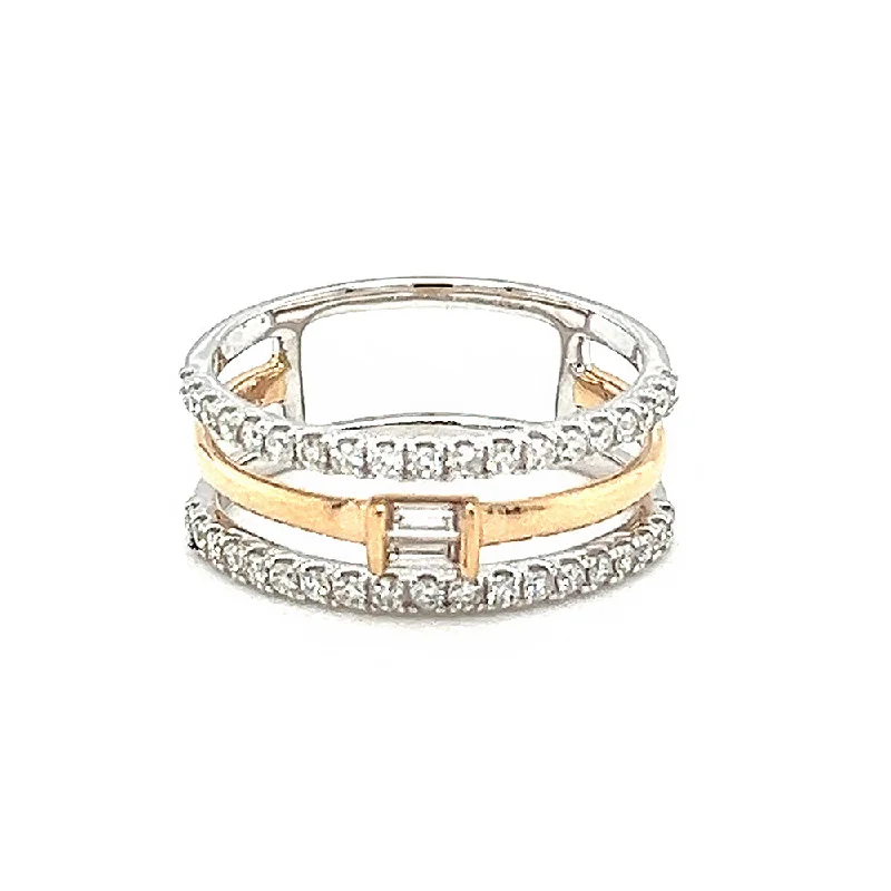 diamond eternity ring for women -Two-Tone Wide Diamond Fashion Band