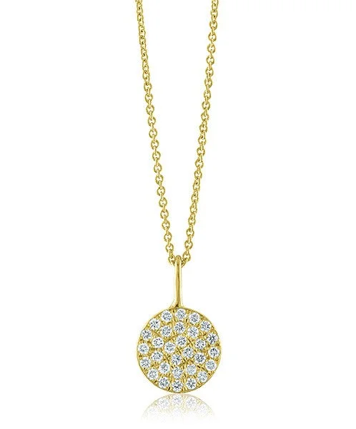 small pendant necklace for minimalist style -Disc Necklace with Diamonds