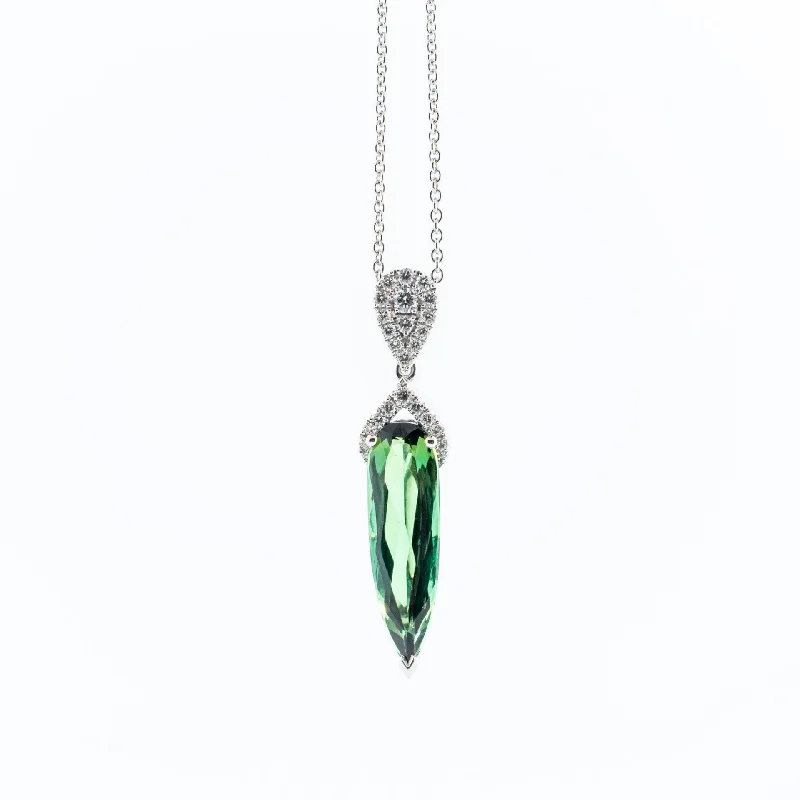 sterling silver necklace for men -Fantasy Cut Tourmaline and Diamond Necklace