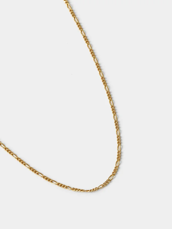 nameplate necklace for women -Figaro Chain in Gold