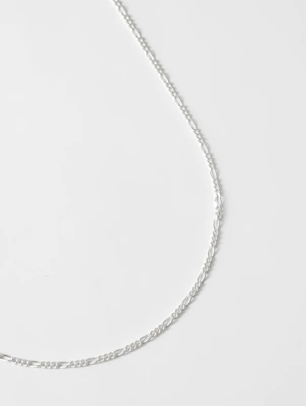 moonstone necklace for women -Figaro Chain in Sterling Silver