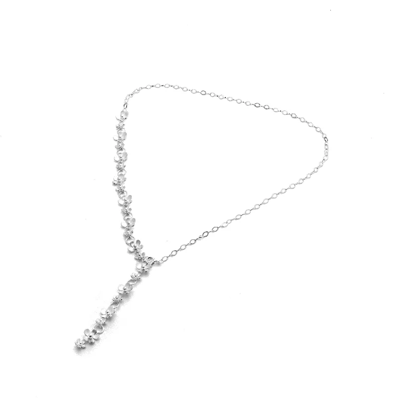 tiny heart necklace for daily wear -Forget Me Not Lariat Necklace