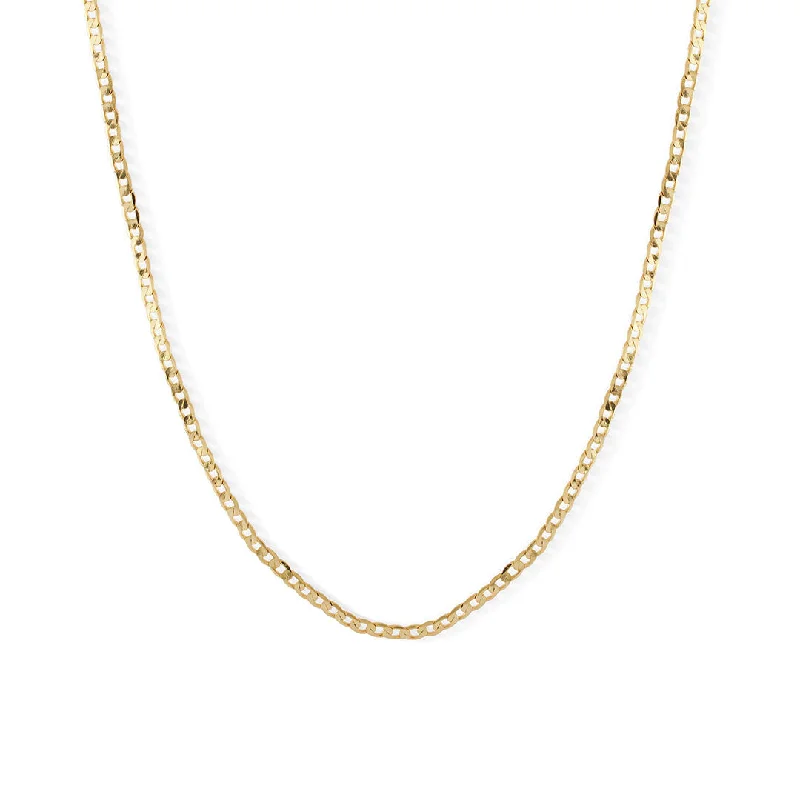 minimalist gold necklace for everyday wear -Gold Flat Cuban Chain