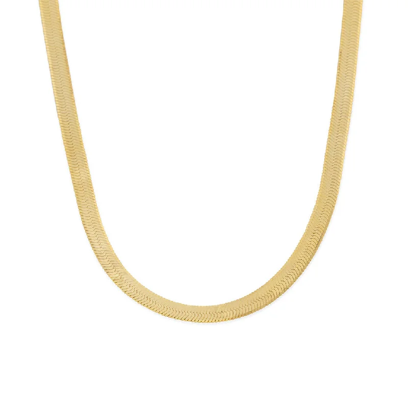 crystal pendant necklace for women -Gold Flat Snake Chain