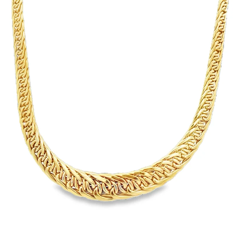 layered necklace set for women -Graduated Fancy Woven Necklace in Yellow Gold