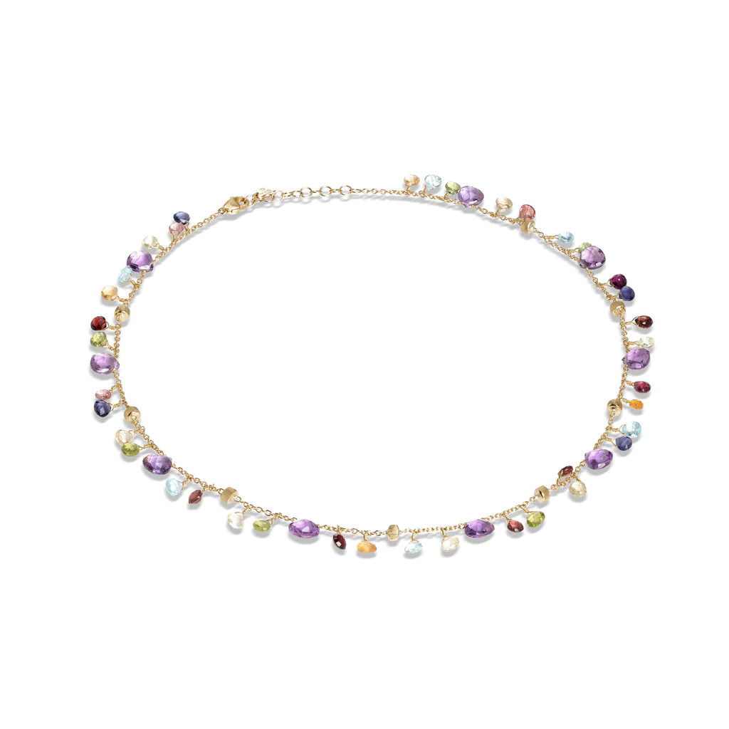 tiny heart necklace for daily wear -Marco Bicego Paradise Collection Gold Amethyst and Mixed Gemstone Single Strand Necklace