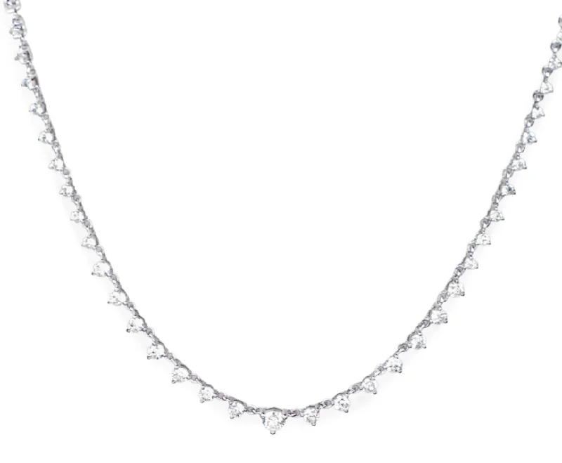 adjustable necklace for women -Lady's White 14 Karat Necklace Length 18 37=1.02tw Round Graduated Diamonds