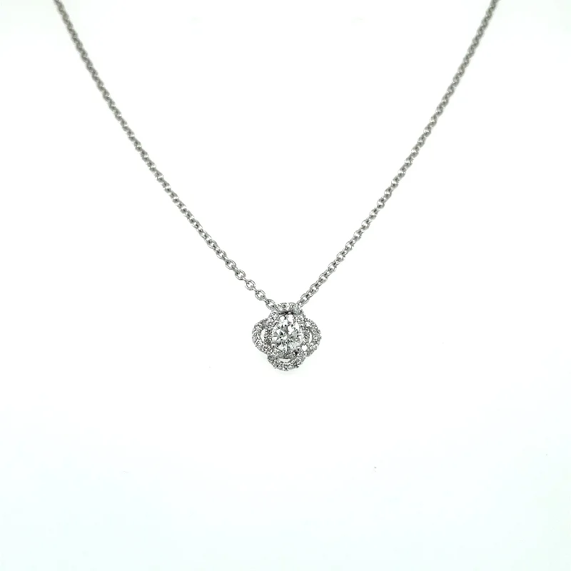 long pendant necklace for layering -Lady's White 18 Karat Necklace with Diamonds