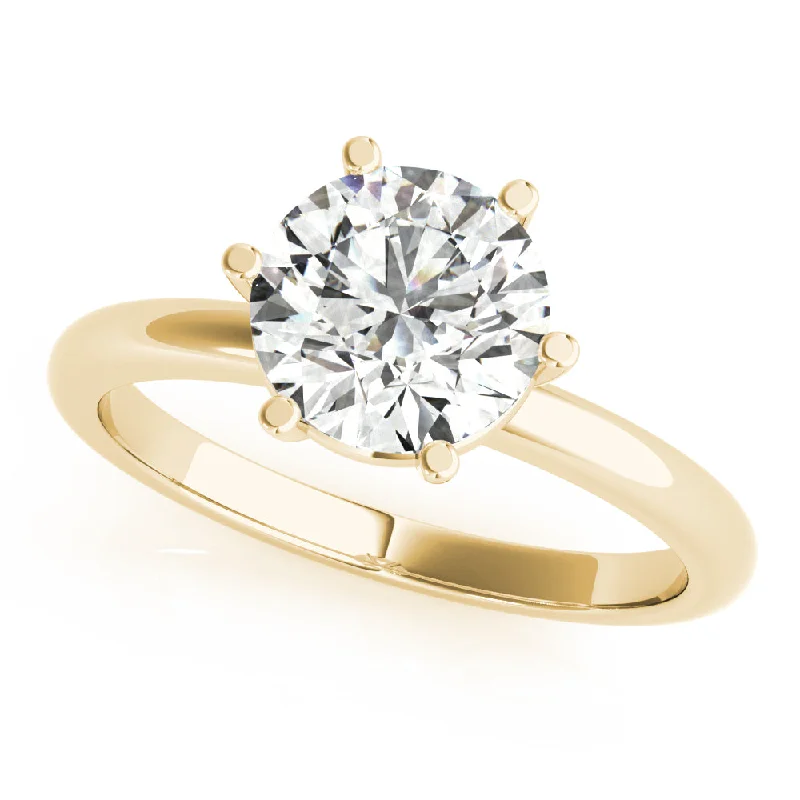 minimalist gold ring for everyday wear -Lara Round Offset 6 Prong Diamond Engagement Ring Setting