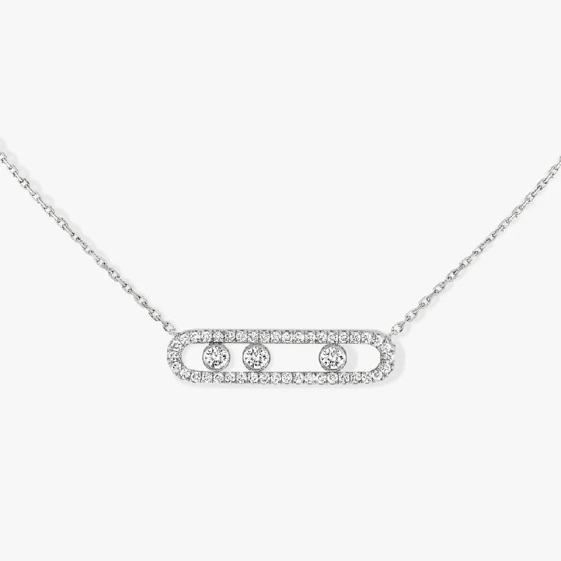 ruby necklace for women -Messika White Gold Diamond Necklace - MOVE PAVÉ