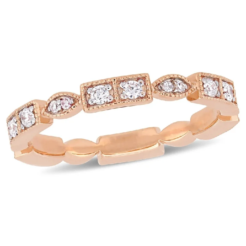 crystal ring for women -Miadora 10k Rose Gold 1/3ct TDW Diamond Stackable Eternity Band