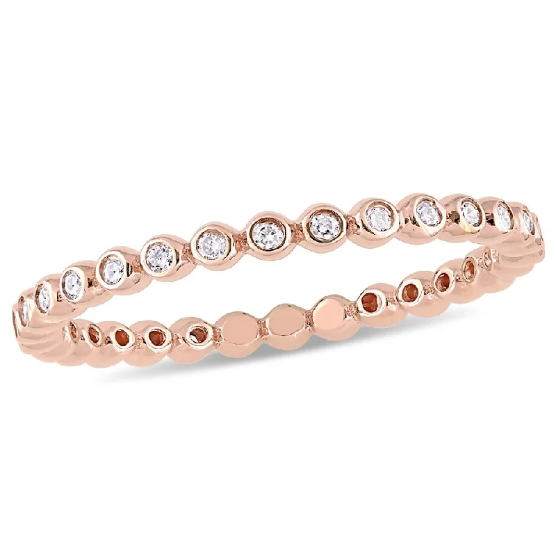 marquise diamond ring for women -Miadora 10k Rose Gold 1/4ct TDW Diamond Beaded Full-Eternity Wedding Band