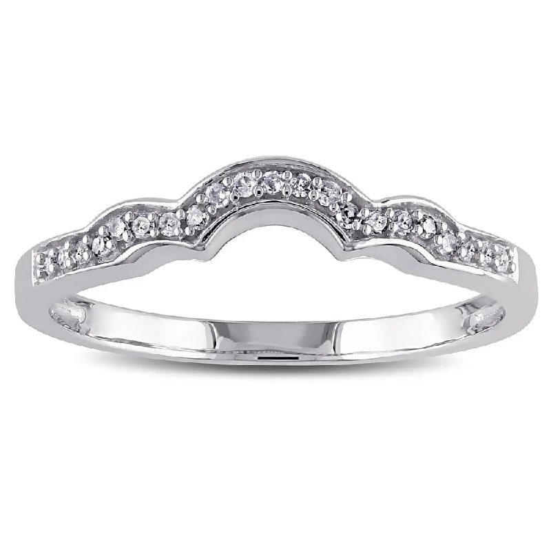 Celtic knot ring for men -Miadora 10k White Gold 1/10ct TDW Diamond Stackable Contoured Wedding Band (G-H, I2-I3)