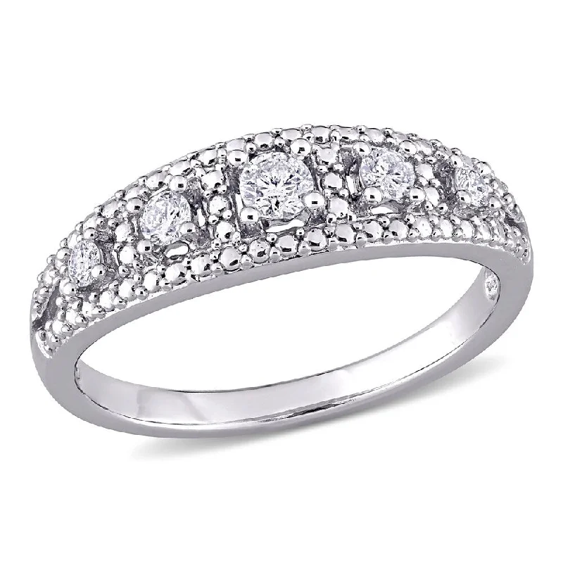 black gold ring for women -Miadora 10k White Gold 1/4ct TDW Diamond Semi-eternit Band Ring