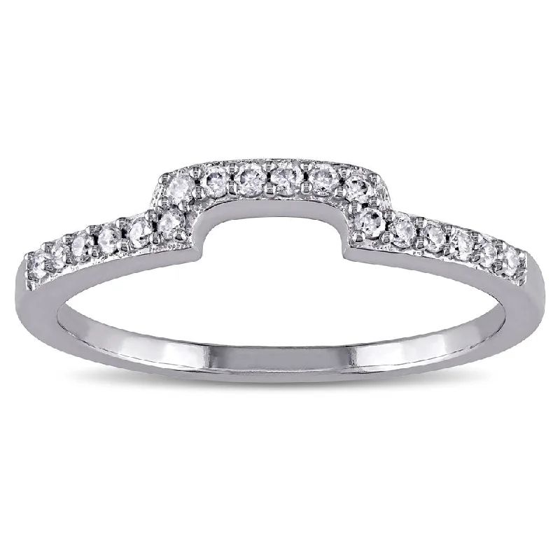 fashion statement ring for women -Miadora 10k White Gold 1/6ct TDW Diamond Contour Wedding Band (G-H, I1-I2)