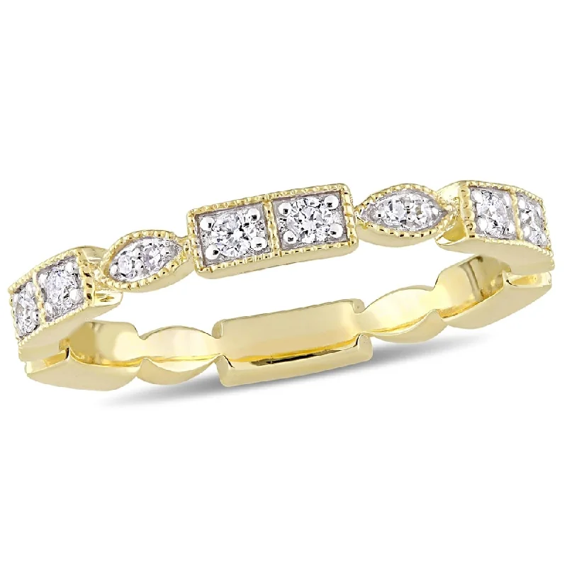 heart shaped ring for women -Miadora 10k Yellow Gold 1/3ct TDW Diamond Stackable Eternity Band