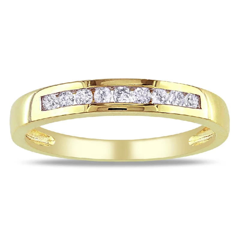 pearl ring for women -Miadora 10k Yellow Gold 1/5ct TDW Diamond Anniversary Band - White