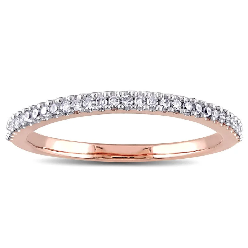 white gold wedding band for men -Miadora 14k Rose Gold 1/6ct TDW Diamond Semi Eternity Wedding Band - White