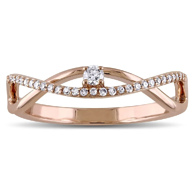 matching promise rings for couples -Miadora 14k Rose Gold 1/6ct TDW Diamond Twist Promise Ring - White