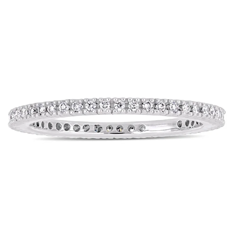 rose gold band for weddings -Miadora 14k White Gold 1/3ct TDW Diamond Full-Eternity Band