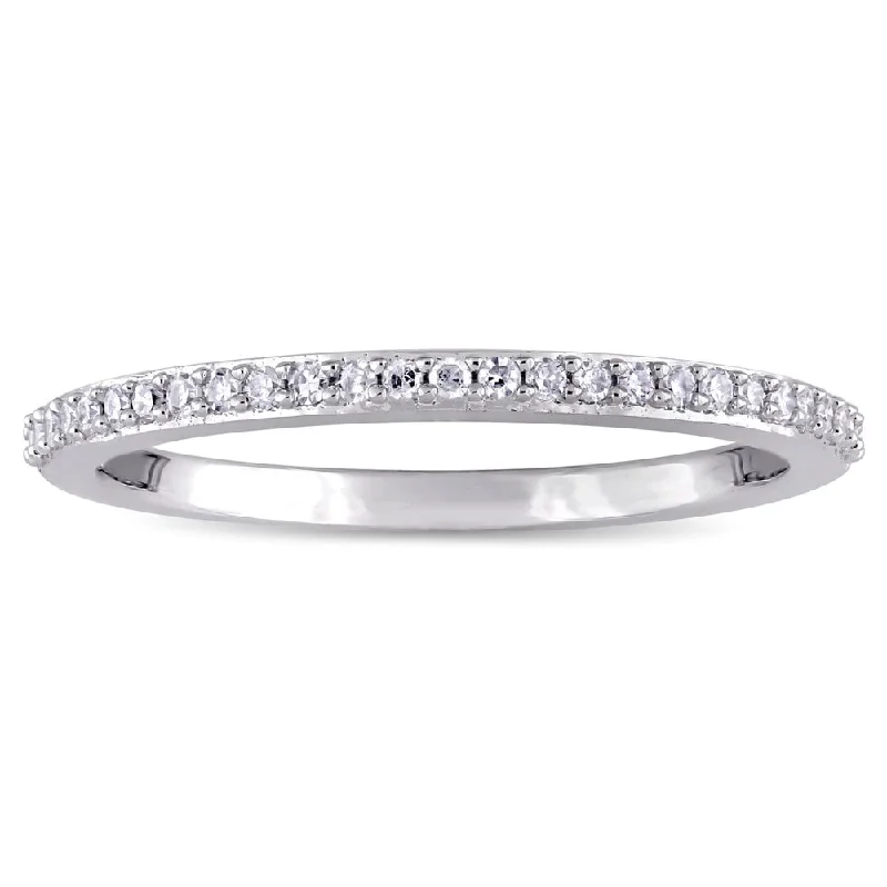 black gold ring for women -Miadora 14k White Gold 1/8ct TDW Diamond Semi-Eternity Band