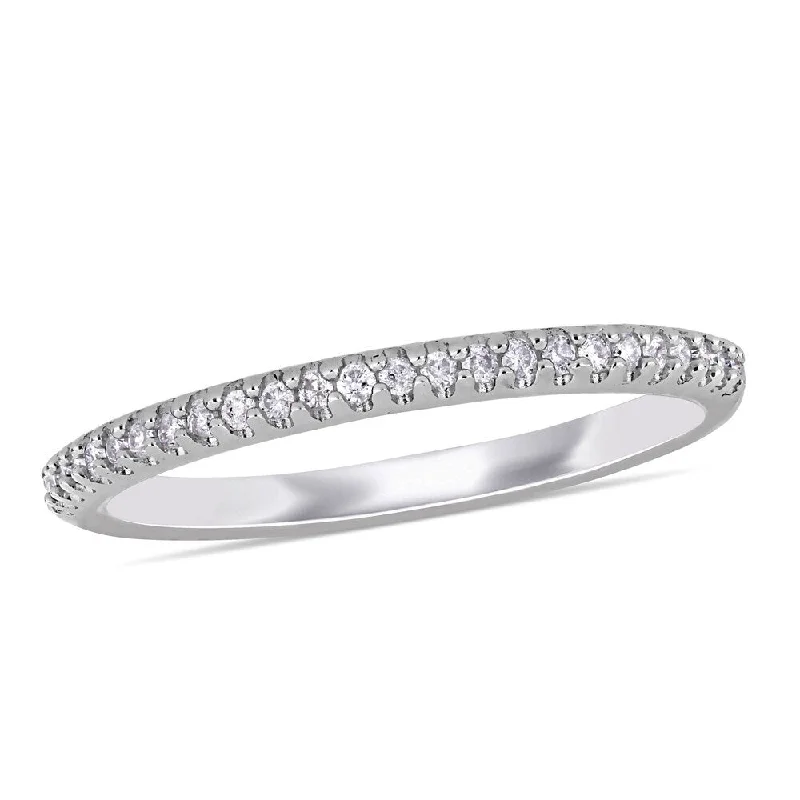 custom birthstone ring for moms -Miadora 14k White Gold 1/8ct TDW Diamond Stackable Wedding Band