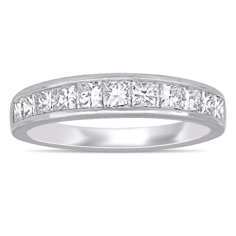 infinity ring for couples -Miadora 14k White Gold 4/5ct TDW Princess-cut Diamond Graduated Anniversary band Ring