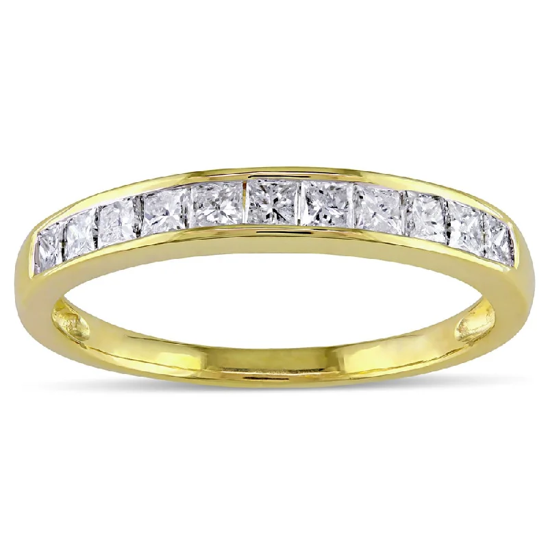 sterling silver ring for men -Miadora 14k Yellow Gold 1/2ct TDW Channel Diamond Wedding Band