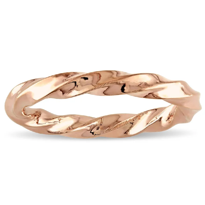 antique style ring for women -Miadora 18k Rose Gold Twisted Wedding Band - Pink