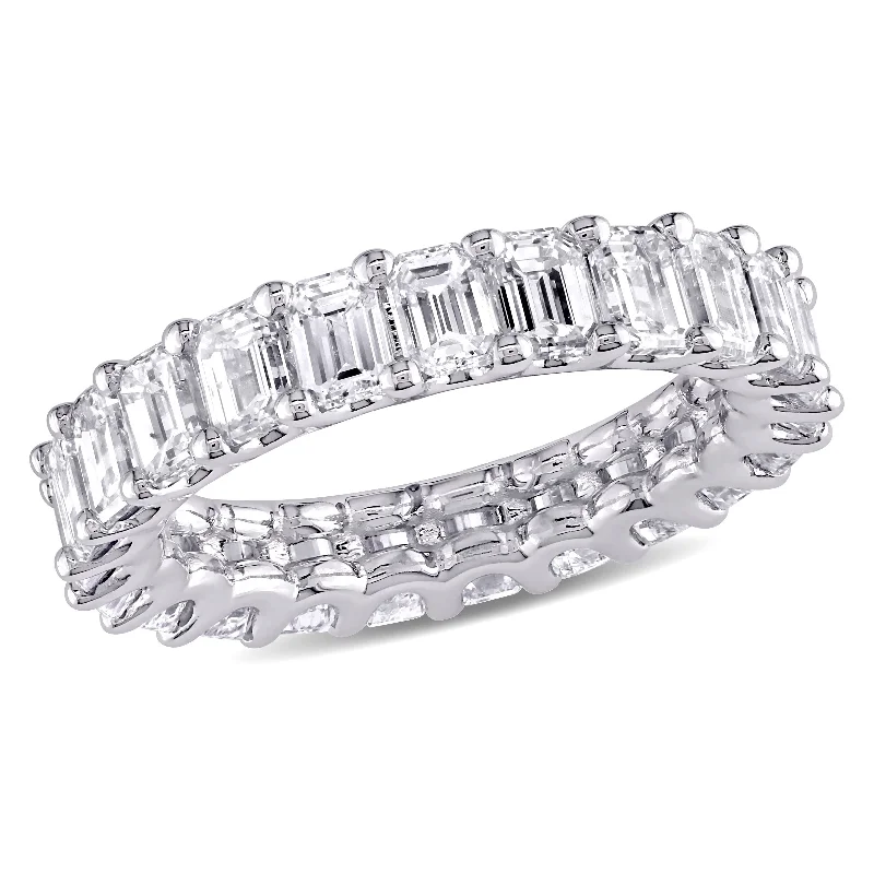 crystal ring for women -Miadora 18k White Gold 3 3/4ct TDW Emerald-Cut Diamond Eternity Wedding Band Ring