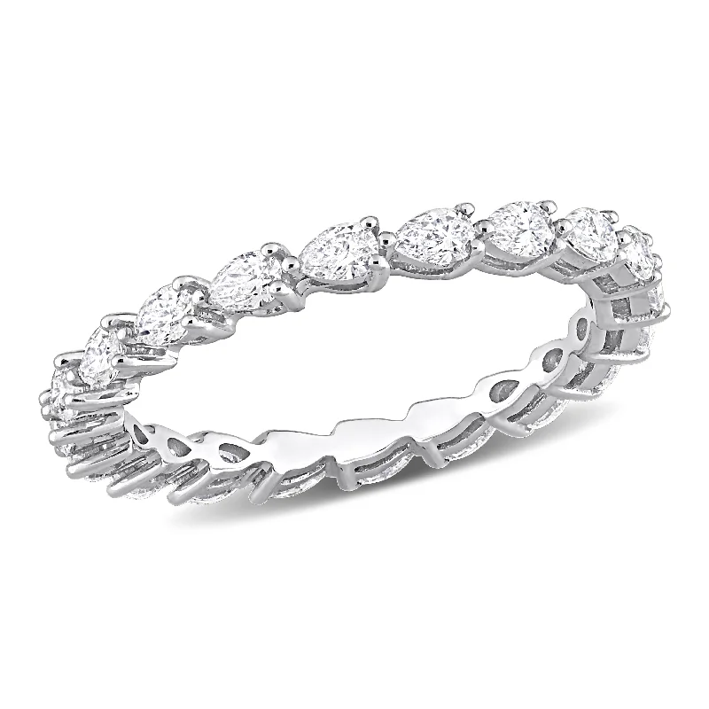 contemporary ring for men -Miadora 1ct TDW Pear-Cut Diamond Eternity Ring in 14k White Gold