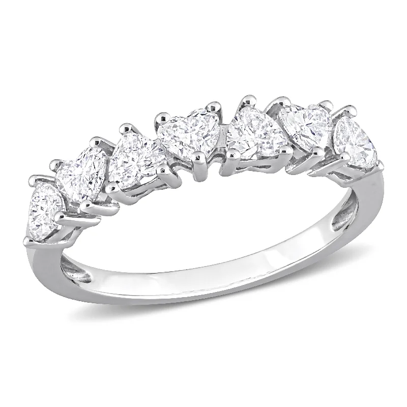 bold statement ring for women -Miadora 1ct TW Heart-Cut Diamond Anniversary Ring in 14k White Gold