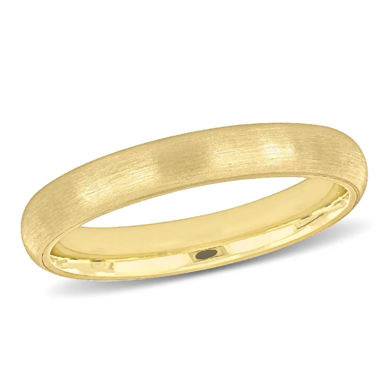 sterling silver ring for men -Miadora 3mm Brushed Finish Wedding Band in 14k Yellow Gold