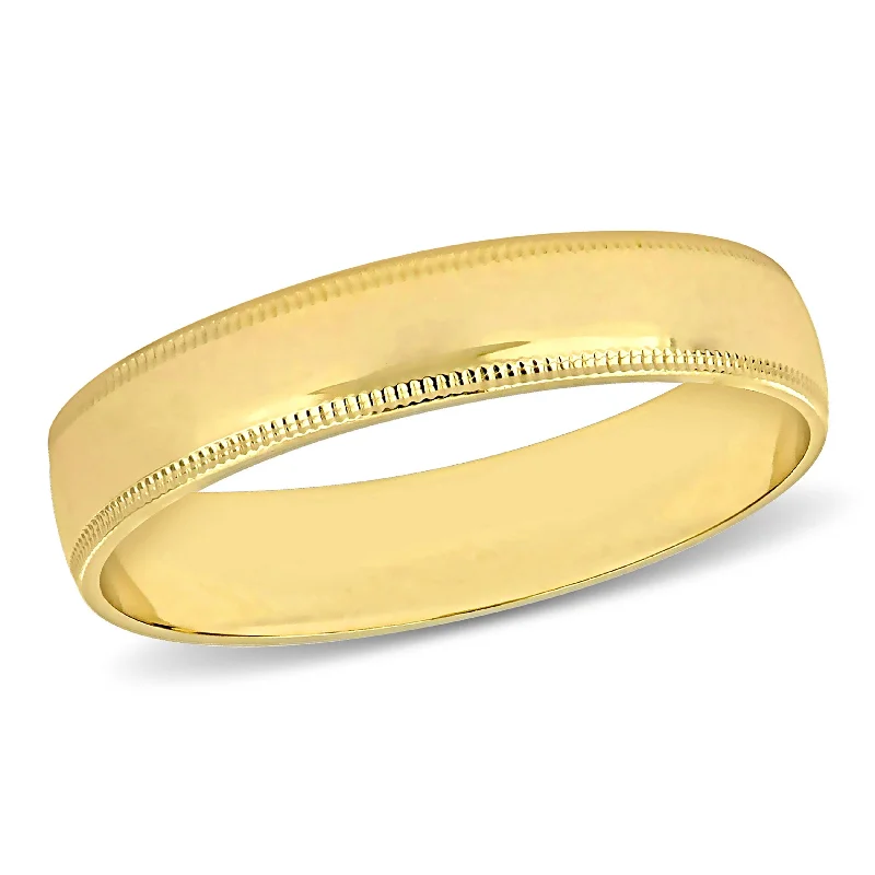 gemstone ring for women -Miadora 4mm Ladies Wedding Band in 10k Yellow Gold