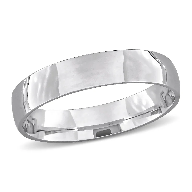 silver stacking rings for women -Miadora 4mm Polished Finish Wedding Band in 14k White Gold