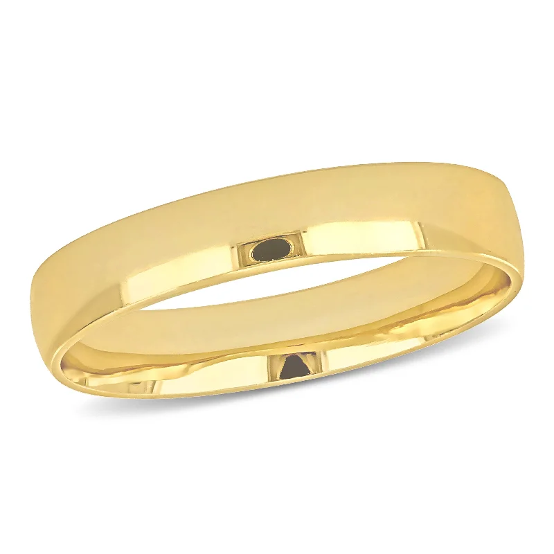 platinum wedding band for men -Miadora 4mm Polished Finish Wedding Band in 14k Yellow Gold