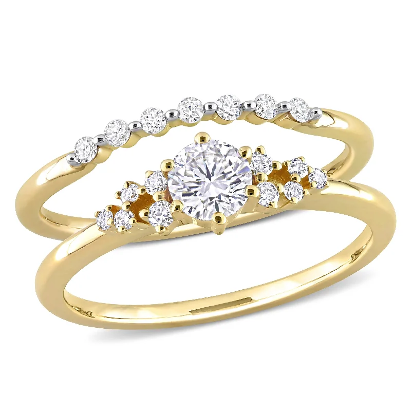 gold band ring for men -Miadora 5/8ct TDW Diamond Bridal Ring Set in 10k Yellow Gold