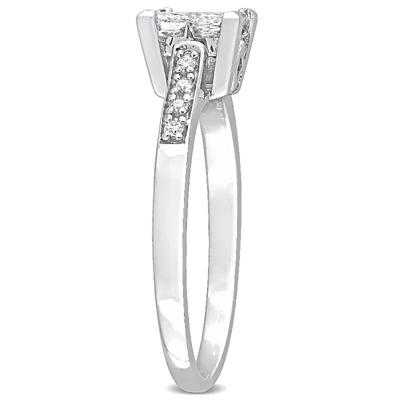 personalized stacking rings for women -Miadora 5/8ct TDW Diamond Square Ring in 10k White Gold