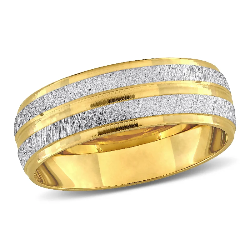 sapphire wedding band for women -Miadora 6mm Double Row Wedding Band in 14k Two-Tone Gold