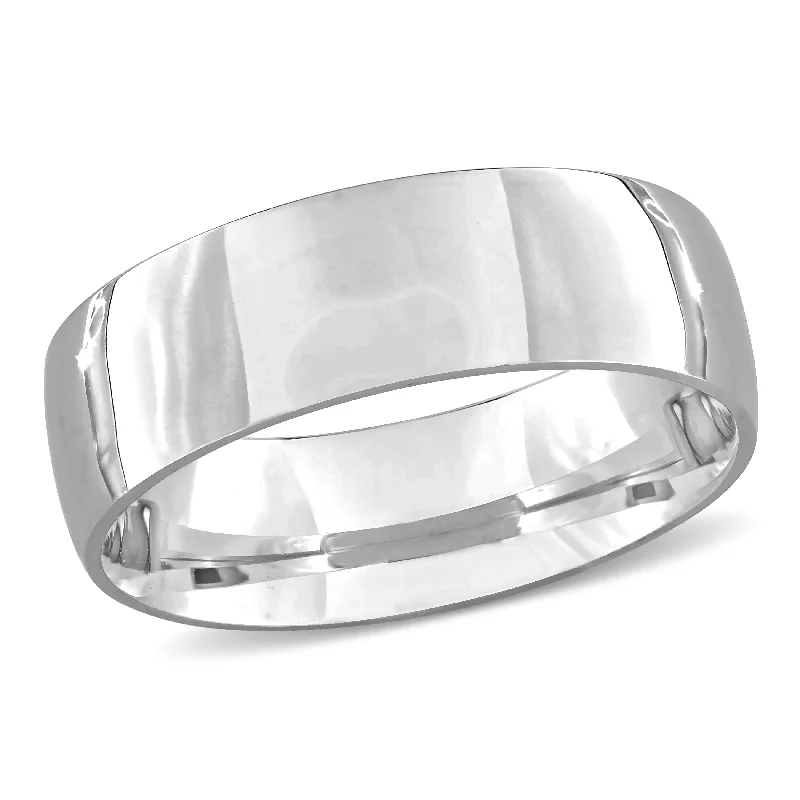 adjustable silver ring for women -Miadora 6mm Polished Finish Wedding Band in 14k White Gold