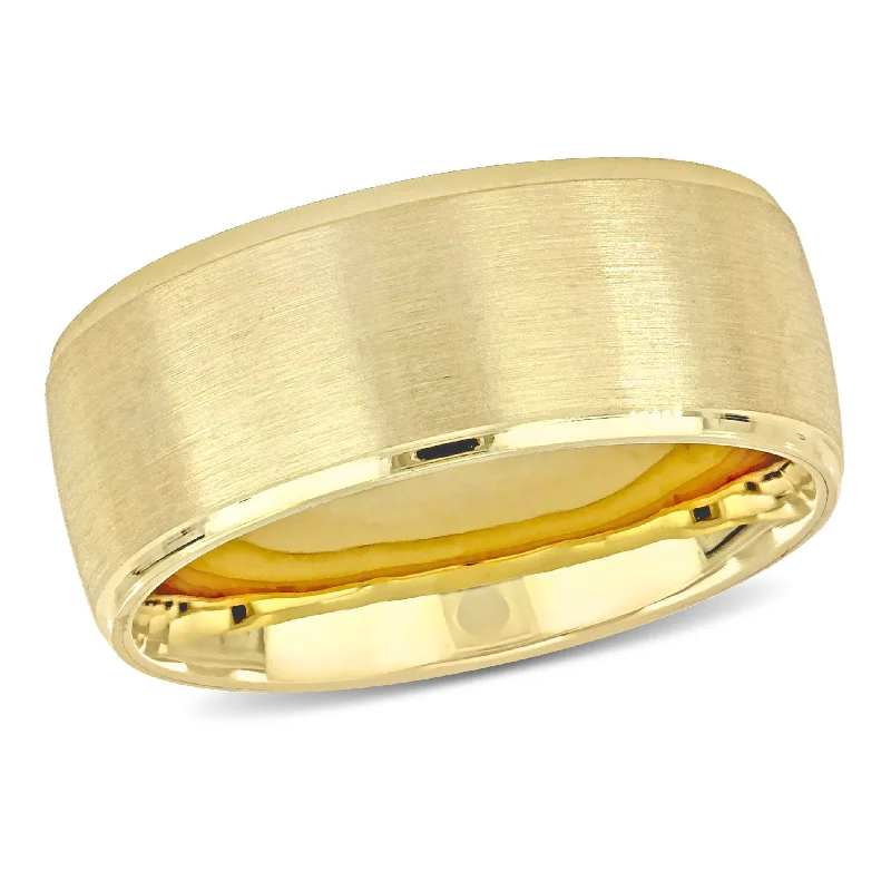 fashion statement ring for women -Miadora 8mm Brushed Finish Wedding Band in 14k Yellow Gold