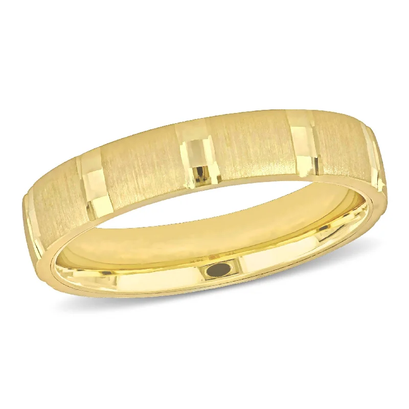 luxury statement ring for women -Miadora Brushed and Polished Finish Wedding Band in 14k Yellow Gold