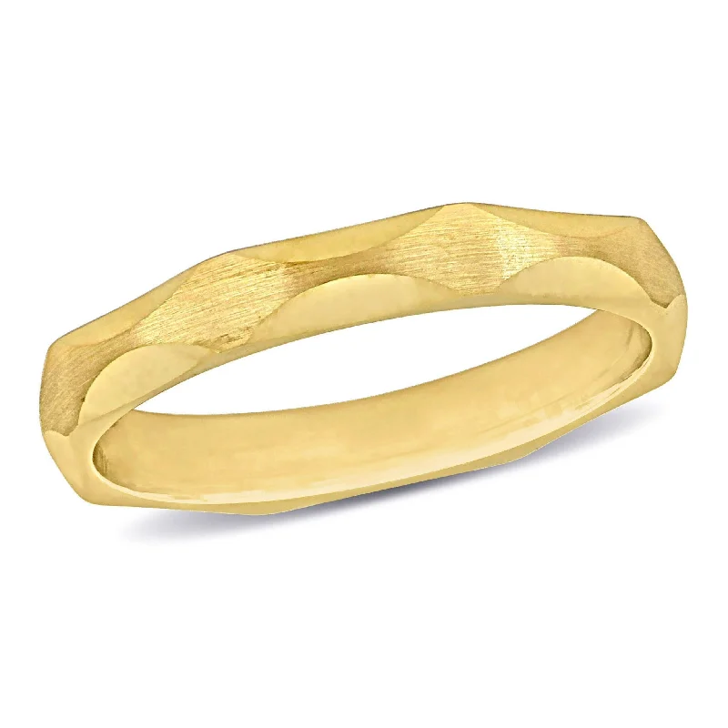 diamond wedding band for men -Miadora Faceted Wedding Band in 14k Yellow Gold