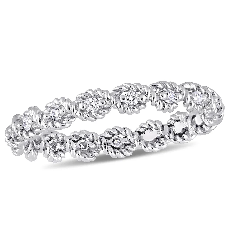 luxury diamond ring for special occasions -Miadora Signature Collection 10k White Gold 1/6ct TDW Diamond Infinity Eternity Band