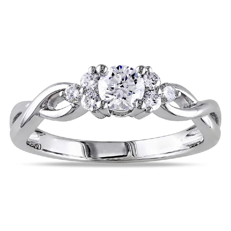 adjustable silver ring for women -Miadora Signature Collection 14k White Gold 1/2ct TDW Diamond Ring